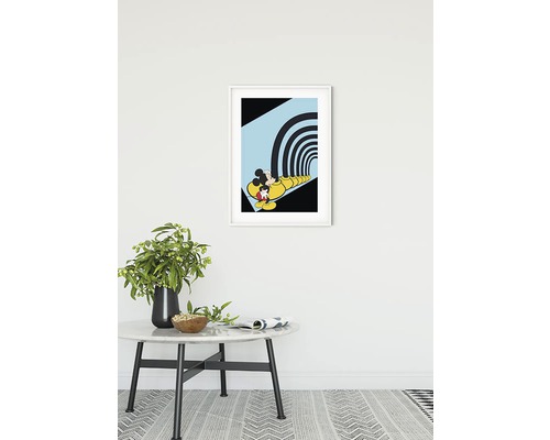 Gerahmtes Mickey Mouse Wandbild mit geometrischem Design