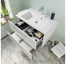 Badmöbel-Set Pelipal Kumba BxHxT 107 x 200 x 50 cm Frontfarbe weiß glanz 4-teilig mit Mineralguss-Waschtisch weiß und Unterschrank 99.770125091