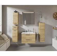 Badmöbel-Set Pelipal Kumba BxHxT 137 x 200 x 50 cm Frontfarbe eiche riviera 5-teilig mit Mineralguss-Waschtisch weiß, Midischrank, Unterschrank und Wandschrank 99.770121473