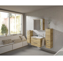 Badmöbel-Set Pelipal Kumba BxHxT 137 x 200 x 50 cm Frontfarbe eiche riviera Badmöbelset 5-teilig und mehr mit Waschtisch Mineralmarmor weiß und Mineralguss-Waschtisch Waschtischunterschrank Spiegelschrank mit LED-Beleuchtung Hochschrank Unterschrank-thumb-9