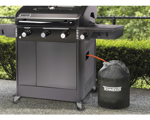 Tennekers Gasgrill mit Gasflasche im Garten