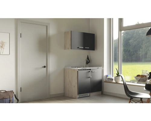 Kompakte Küche mit Spüle, Unterschrank und Hängeschrank in modernem Design