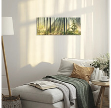 Wandbild mit Waldmotiv in einem Wohnraum.