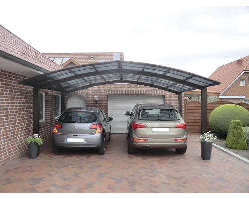 Doppelcarport Ximax Portoforte Typ 60 M-Ausführung Aluminium eloxiert 542,3 x 495,4 cm braun matt