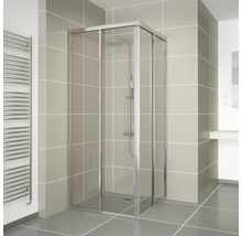 Eckeinstieg Element Rechts mit Gleittür/Schiebetür 2-teilig LIDO 100 100 x 180 cm Profil schwarz Klarglas Schmutzabweisende Glasbeschichtung Türanschlag Rechts ohne Bodenschiene-thumb-1