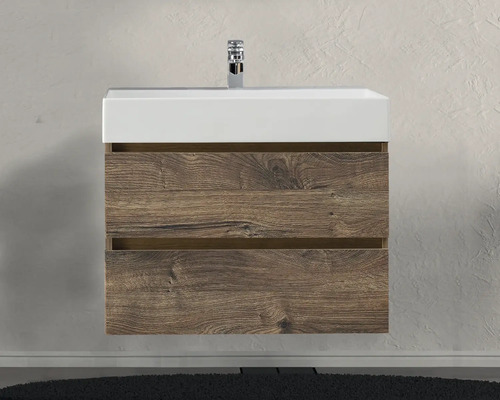 Waschtisch mit zwei Schubladen und Aufsatzwaschbecken