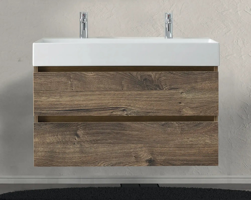 Waschtisch mit zwei Schubladen und Aufsatzwaschbecken