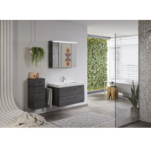 Modernes Badezimmer mit Waschtisch, Spiegelschrank, Unterschrank und vertikalem Garten