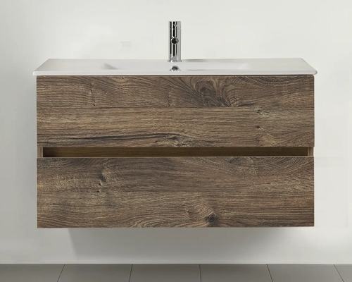 Waschtischunterschrank mit zwei Schubladen und Aufsatzwaschbecken