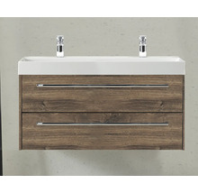 Badmöbel-Set Pelipal Milano BxHxT 100 x 56,9 x 45 cm Frontfarbe eiche ribbeck mit Mineralguss-Waschtisch weiß SET-138-033