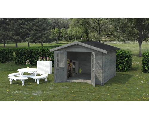 Gartenhaus Palmako Lotta 7,3 m² 340 x 330 cm tauchgrundiert grau