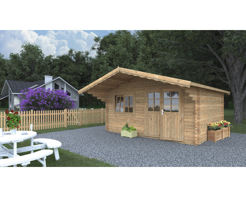 Gartenhaus Palmako Sally 15,5 m² inkl. Fußboden und Vordach 515 x 530 cm tauchgrundiert braun