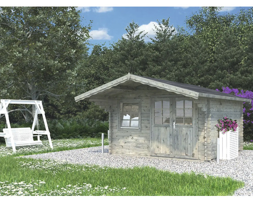 Gartenhaus Palmako Sally 12,3 m² inkl. Fußboden und Vordach 360 x 360 cm tauchgrundiert grau