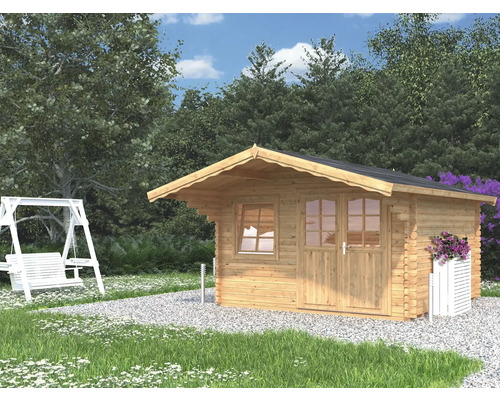 Gartenhaus Palmako Sally 12,3 m² inkl. Fußboden und Vordach 360 x 360 cm tauchgrundiert braun