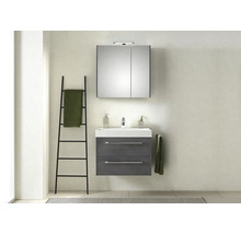 Badezimmer mit Waschtisch, Spiegelschrank und Handtuchleiter