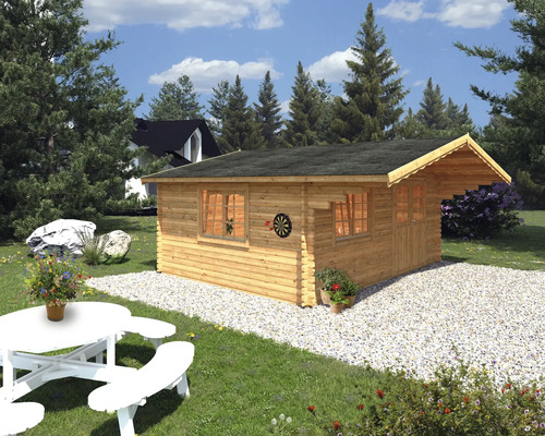 Gartenhaus Palmako Sally 19,1 m² inkl. Fußboden und Vordach 510 x 390 cm tauchgrundiert braun