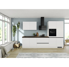 PICCANTE Küchenzeile mit Geräten ZANOTTI 340 cm Frontfarbe weiß matt Korpusfarbe weiß montiert Variante rechts-thumb-0