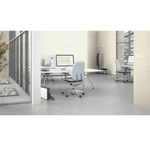 Büro mit Schreibtischen, Bürostühlen und Computern in einem modernen Arbeitsbereich.