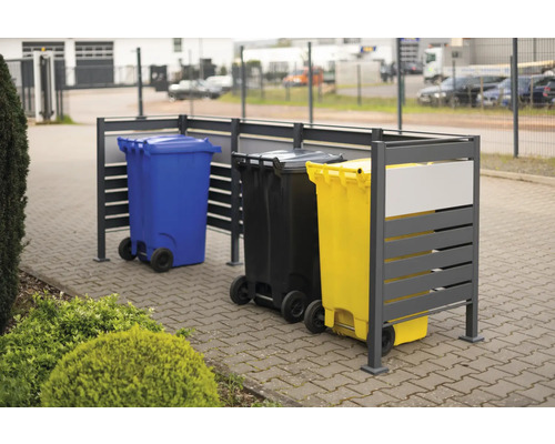 Mülltonnenbox WESTMANN Planum 4 330 x 90 x 120 cm anthrazit Mülltonnenbox mit drei Mülltonnen
