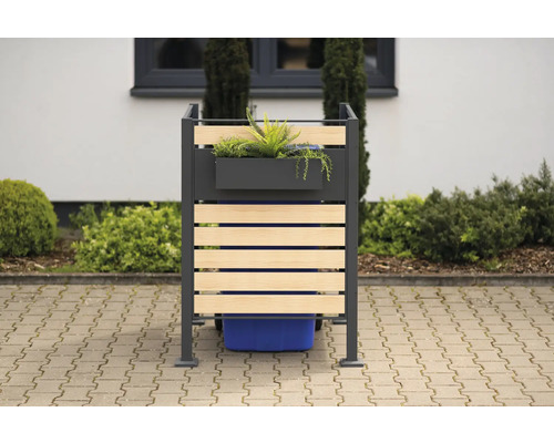 Mülltonnenbox mit Pflanzkasten und Holzverkleidung
