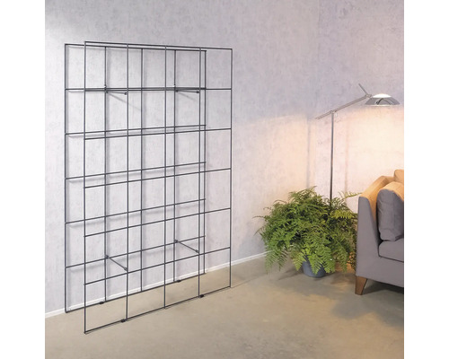 Schwarzes Regalsystem im Wohnzimmer