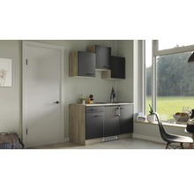 Flex Well Singleküche mit Geräten Capri 150 cm Frontfarbe schwarz Matt Korpusfarbe wildeiche-thumb-1 Flex Well Singleküche mit Geräten Capri 150 cm Frontfarbe schwarz Matt Korpusfarbe wildeiche-thumb-1