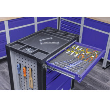 Werkstattwagen Industrial 712 x 943 x 466 mm 7 Schubladen - inkl. 9 Werkzeugmodule blau 140-tlg.