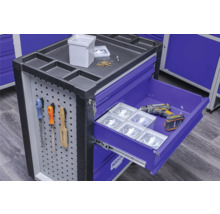 Werkstattwagen Industrial 712 x 943 x 466 mm 7 Schubladen - inkl. 9 Werkzeugmodule blau 140-tlg.