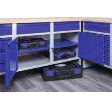 Werkbank Industrial A 1.0 1180 x 880 x 700 mm 2 Türen 2 Schubladen grau/blau-thumb-3