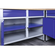 Werkbank Industrial A 1.0 1180 x 880 x 700 mm 2 Türen 2 Schubladen grau/blau-thumb-4
