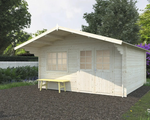 Gartenhaus Palmako Britta 17,5 m² 488 x 580 cm Tauchgrundiert Gartenhaus aus Holz mit Fenster und Tür im Garten