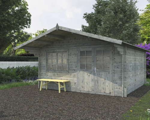Gartenhaus Palmako Britta 17,5 m² 488 x 580 cm Tauchgrundiert grau Gartenhaus aus Holz mit Fenster und Tür