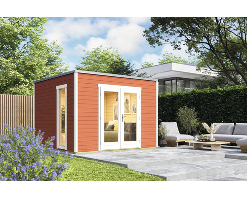 Gartenhaus Outdoor Life Palermo 1 inkl. Fußboden 300 x 302,5 cm schwedenrot Gartenhaus aus Holz mit Fenster und Doppeltür im Garten