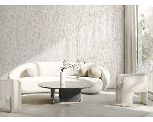 Wohnzimmer mit Sofa, Sessel und Couchtisch