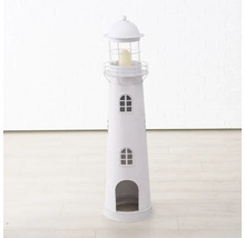 Dekorativer Leuchtturm aus Metall mit Fensteröffnungen und Lichtelement