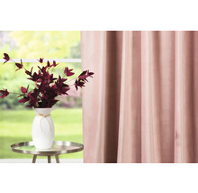 Dekoratives Wohnambiente mit Vorhang, Tisch und Blumenvase