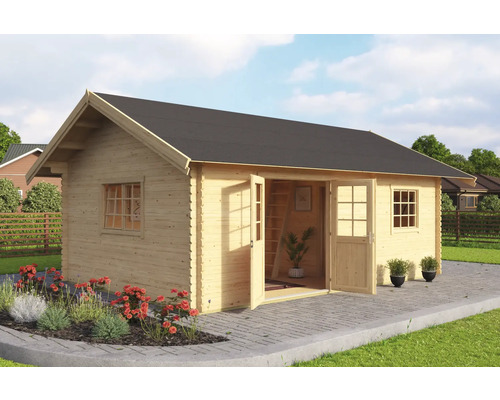 Gartenhaus Outdoor Life Caroline Set Gold inkl. Fußboden, Schlafboden, Isolierglas 675 x 489,9 cm natur Gartenhaus Outdoor Life Caroline Set Gold inkl. Fußboden, Schlafboden, Isolierglas 675 x 489,9 cm natur