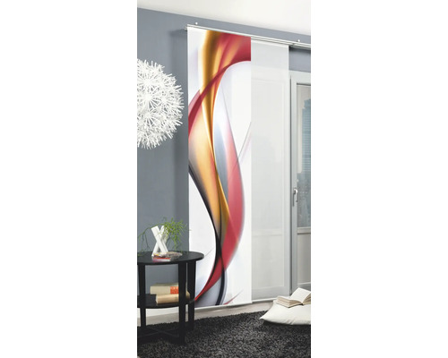 Raumansicht mit Schiebegardine mit abstraktem Muster