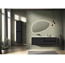Badmöbel-Set Sanox Loft BxHxT 160,5 x 47 x 45,5 cm Frontfarbe schwarz matt 2-teilig mit Waschtisch Mineralguss Becken links weiß matt ohne Hahnloch-thumb-3