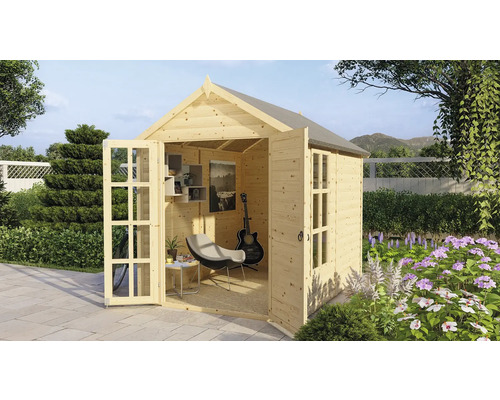Gartenhaus Konsta Blockhaus LUX 19 mm mit Fußboden 201 x 253 cm natur exclusiv bei Hornbach Gartenhaus Konsta Blockhaus LUX 19 mm mit Fußboden 201 x 253 cm natur exclusiv bei Hornbach