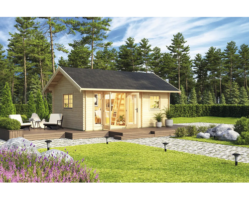 Gartenhaus Outdoor Life Caroline 2.1 inkl. Fußboden, Schlafboden 675 x 489,9 cm natur