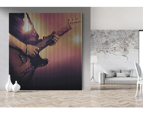 Dekorplatte mit Gitarrenmotiv im Wohnraum
