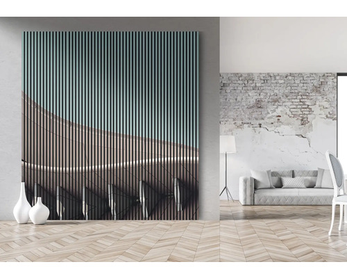 Dekoratives Wandpaneel mit Architekturmotiv in modernem Raum