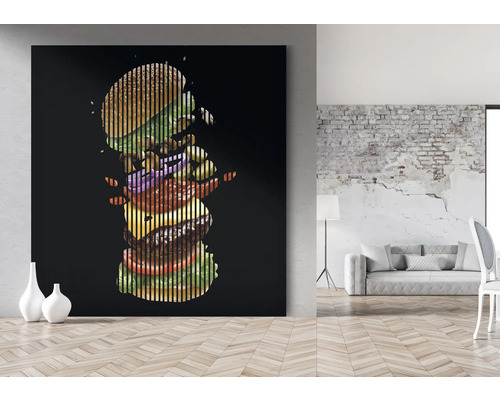Dekoratives Wandbild mit Burger-Motiv im modernen Interieur