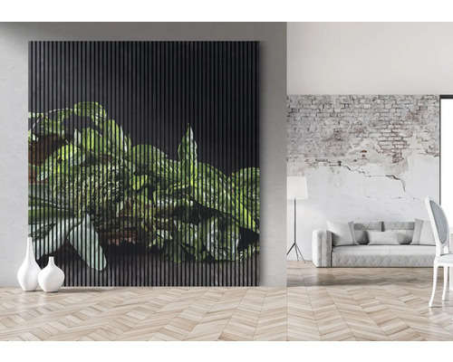 Wandpaneel mit Pflanzenmotiv in modernem Wohnraum