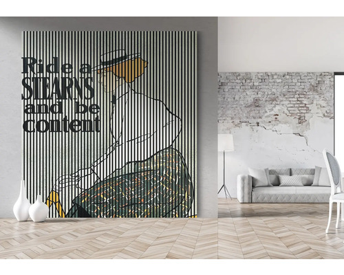 Dekoratives Wandbild mit Fahrradmotiv in einem hellen Wohnraum