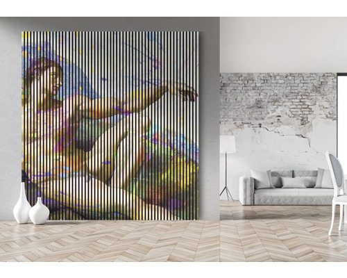 Gemälde mit abstrahierter Darstellung einer biblischen Szene im Wohnzimmer