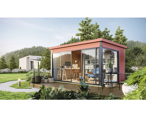 Gartenhaus Outdoor Life Domeo 4 inkl. Fußboden 418 x 321,9 cm schwedenrot