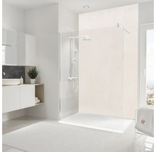 Modernes Badezimmer mit Duschkabine, Waschbecken und Spiegel
