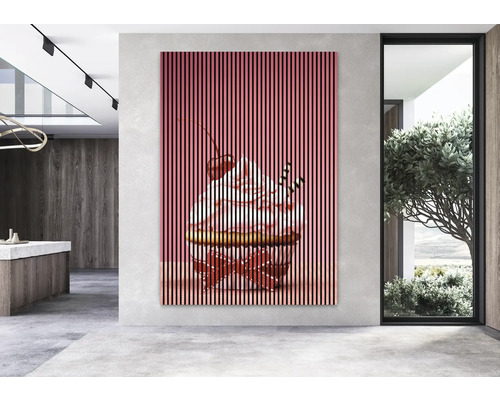 Wandbild mit Eisbecher-Motiv in modernem Raum